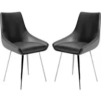 Levant Dining Chairs Set of 2 - Grey, Faux Leather
