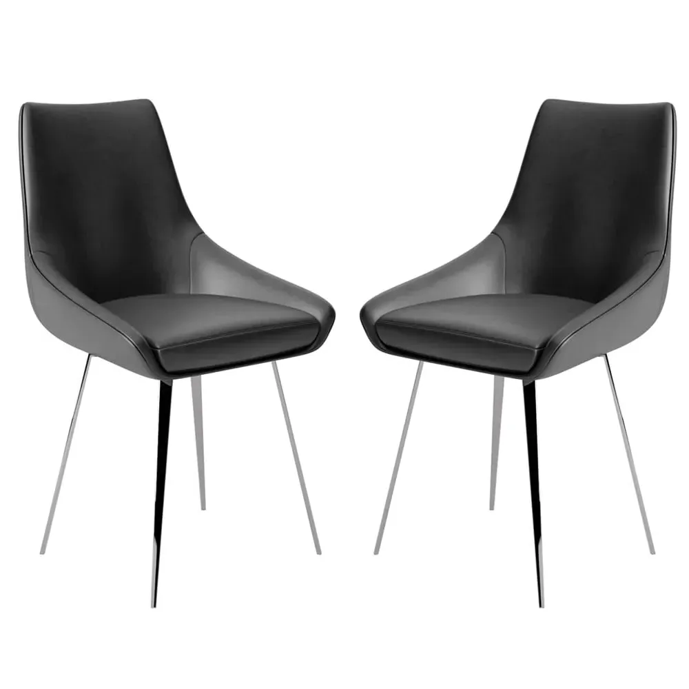 Levant Dining Chairs Set of 2 - Grey, Faux Leather image