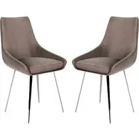 Levant Dining Chairs Set of 2 - Mink, Velvet