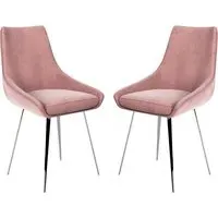 Levant Dining Chairs Set of 2 - Pink, Velvet