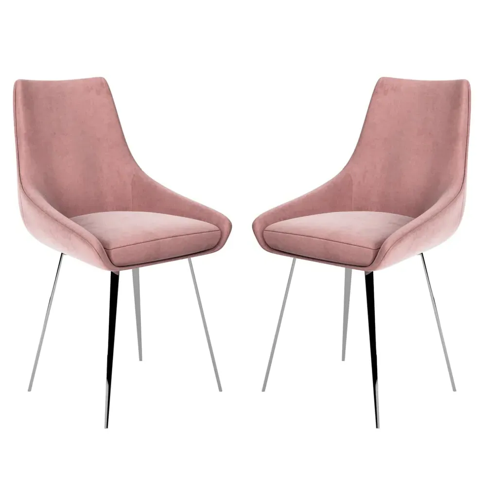Levant Dining Chairs Set of 2 - Pink, Velvet