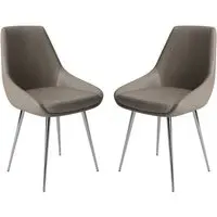 Levant Dining Chairs Set of 2 - Taupe, Faux Leather