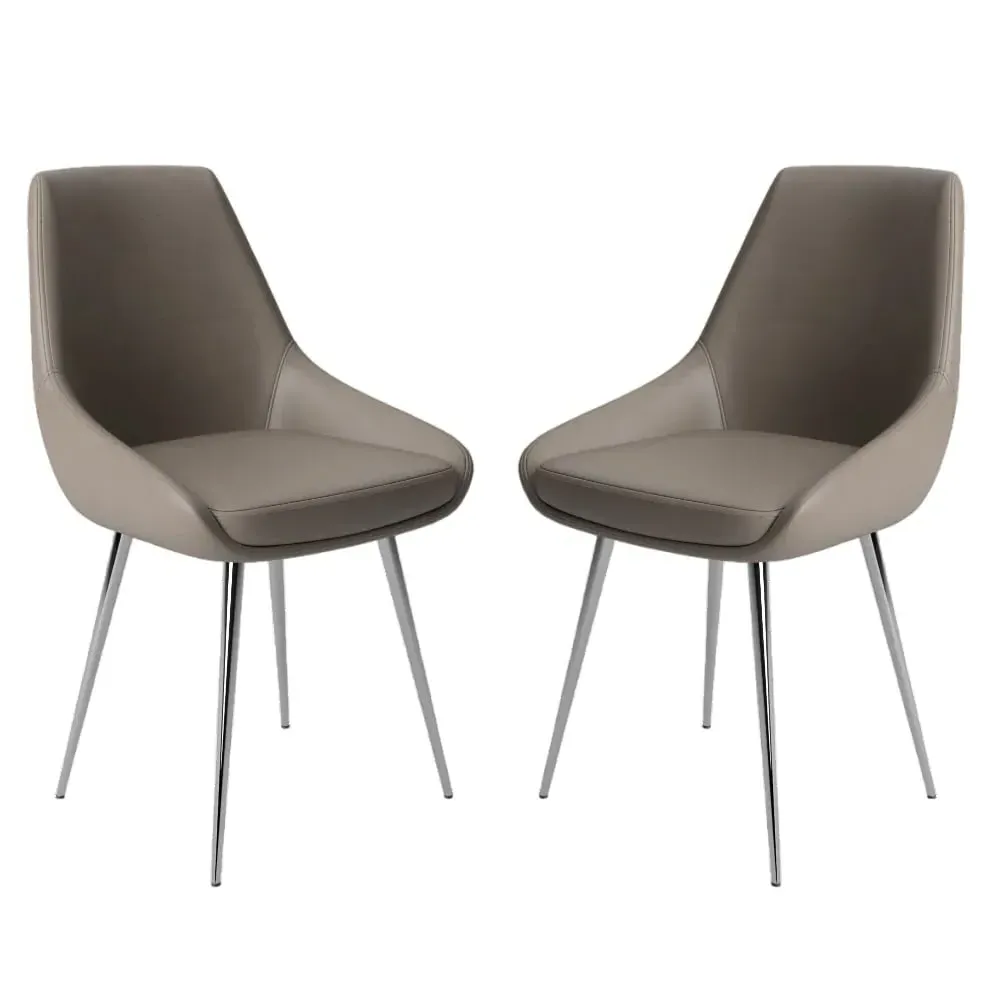 Levant Dining Chairs Set of 2 - Taupe, Faux Leather image
