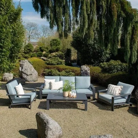 Levi Lounge Set with Reclining Chairs - Mint Grey, Fabric