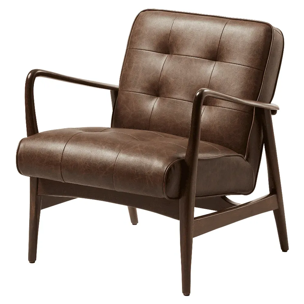 Levittown Lounge Armchair - Vintage Brown, Faux Leather image