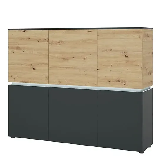 Levy 6-Door Sideboard with LED - Platinum Oak image