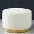 Lewes Large Pouffe with Gold Base - White, Boucle Fabric