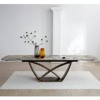 Lewiston Ceramic Marble Extending Dining Table - Matt Ivory