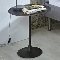 Lewiston Round Side Table - Black, Metal