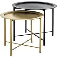 Lewiston Set of 2 Coffee Tables - Gold, Metal