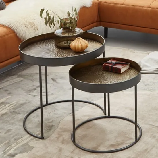Lewiston Set Of 2 Side Tables - Copper, Black image