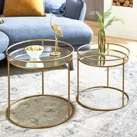 Lewiston Set of 2 Side Tables - Gold, Mirror