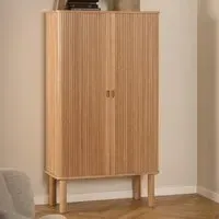Lewiston Tall Storage Cabinet with 2 Sliding Doors - Oak alternate view