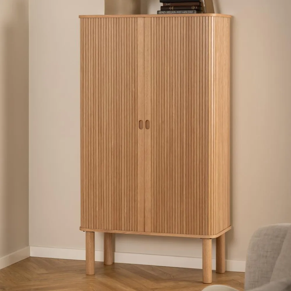 Lewiston Tall Storage Cabinet with 2 Sliding Doors - Oak product