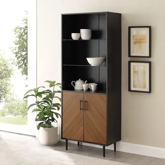 Lian Display Cabinet with 2 Doors - Black, Wood image