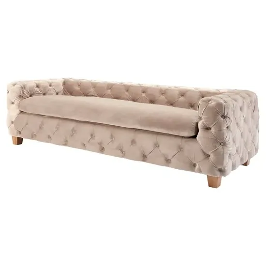 Libertas 3-Seater Sofa with Button Tufting - Coffee, Velvet image