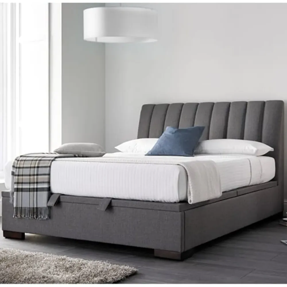 Liberty Fabric Ottoman Double Bed with Storage - Elephant Grey image