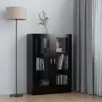 Libet Display Cabinet with 2 Doors - Black, Engineered Wood