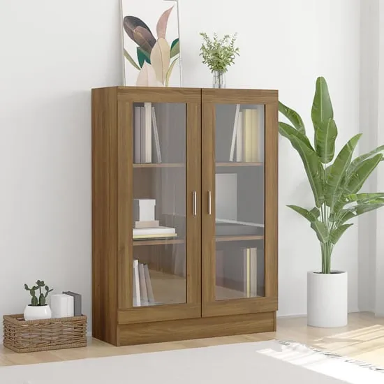 Libet Display Cabinet with 2 Doors - Brown Oak, Engineered Wood