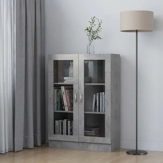 Libet Display Cabinet with 2 Doors - Concrete Effect image