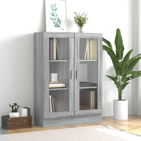Libet Display Cabinet with 2 Doors - Grey, Engineered Wood