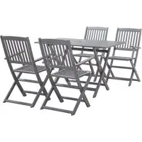 Libni 5 Piece Folding Garden Dining Set - Grey, Acacia