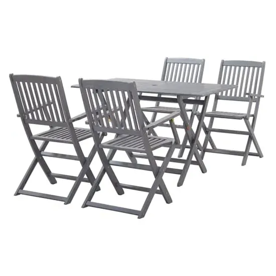 Libni 5 Piece Folding Garden Dining Set - Grey, Acacia