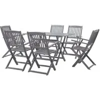 Libni 7 Piece Folding Garden Dining Set - Grey, Acacia