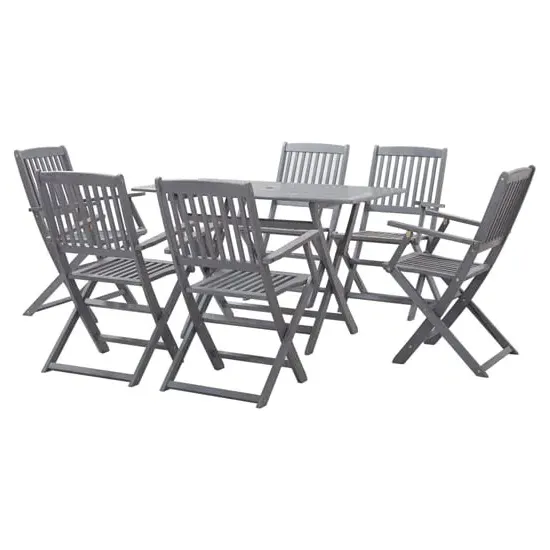Libni 7 Piece Folding Garden Dining Set - Grey, Acacia