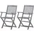 Libni Outdoor Folding Dining Chairs Pair - Grey, Acacia Wood