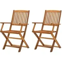 Libni Outdoor Folding Dining Chairs Pair - Natural, Acacia Wood