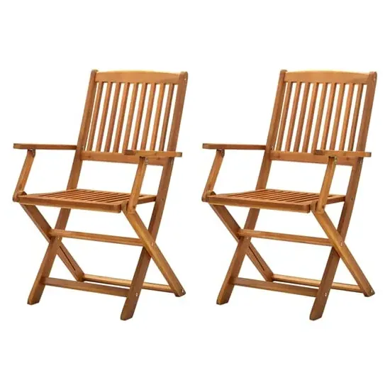 Libni Outdoor Folding Dining Chairs Pair - Natural, Acacia Wood image