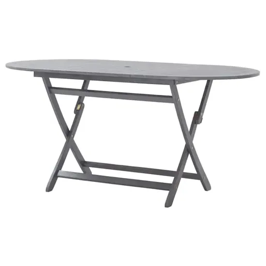 Libni Oval Folding Garden Dining Table - Grey, Acacia
