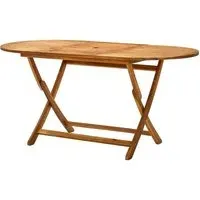 Libni Oval Folding Garden Dining Table - Natural, Acacia