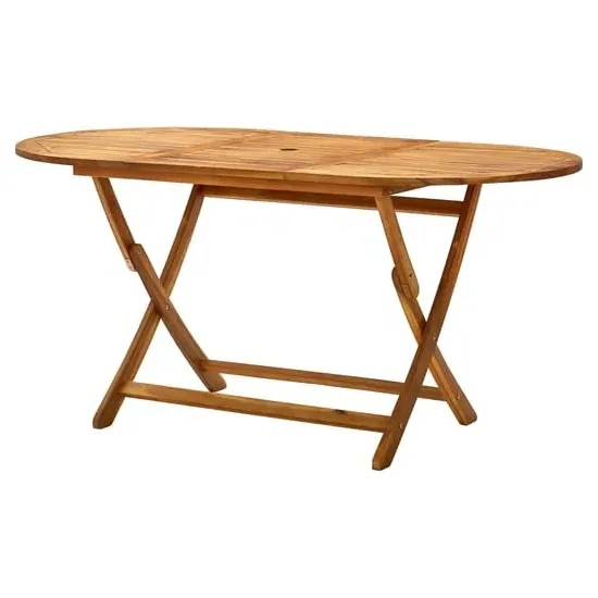 Libni Oval Folding Garden Dining Table - Natural, Acacia