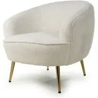 Liege Fabric Tub Chair with Gold Legs - Vanilla White