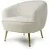 Liege Fabric Tub Chair with Gold Legs - Vanilla White