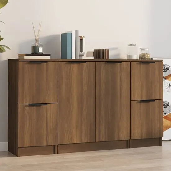 Lieux Sideboard with 4 Doors - Brown Oak, Engineered Wood