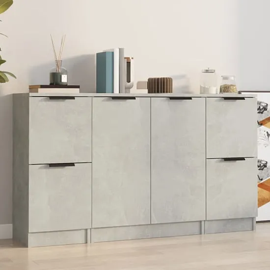 Lieux Sideboard with 4 Doors - Concrete Effect, Engineered Wood