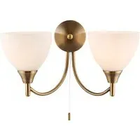 Lightson Alton 2 Light Wall Light with Pull Cord - Antique Brass