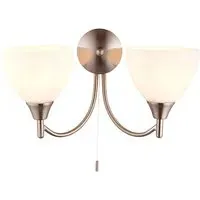 Lightson Alton 2 Light Wall Light with Pull Cord - Satin Chrome