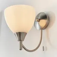 Lightson Alton Wall Light with Pull Cord - Satin Chrome, Glass