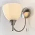 Lightson Alton Wall Light with Pull Cord - Satin Chrome, Glass