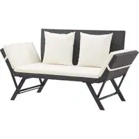 Lillie Garden Bench Convertible - Black, Rattan
