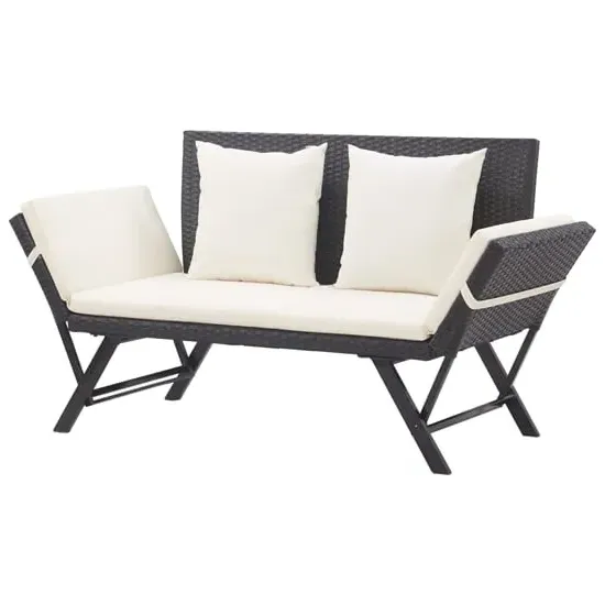 Lillie Garden Bench Convertible - Black, Rattan image