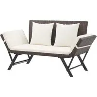 Lillie Garden Bench Convertible - Brown, Rattan