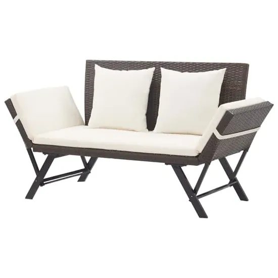 Lillie Garden Bench Convertible - Brown, Rattan