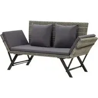 Lillie Garden Bench Convertible - Grey, Rattan