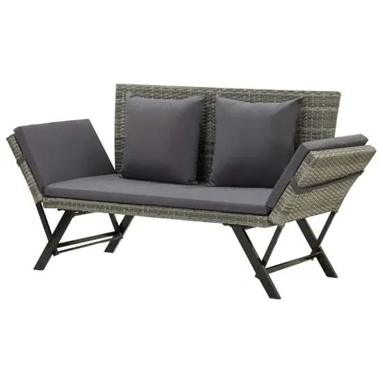 Lillie Garden Bench Convertible - Grey, Rattan