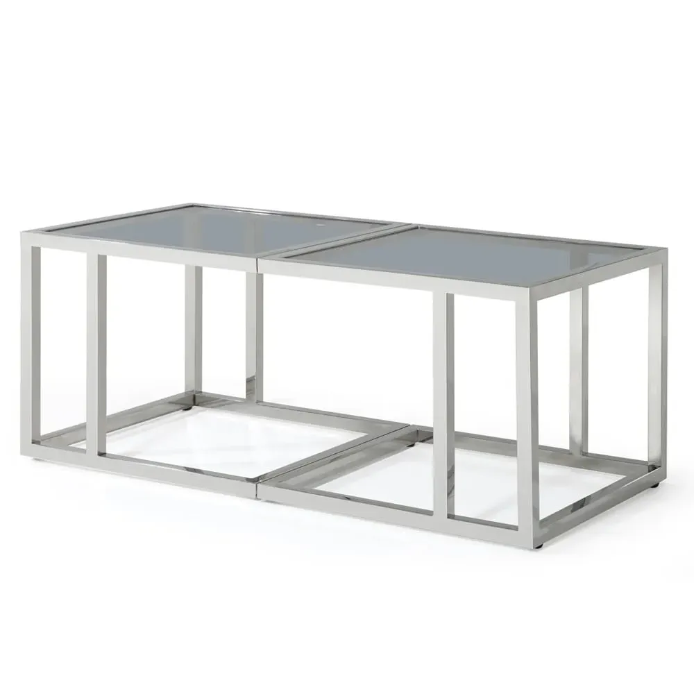 Lincoln Tinted Glass Coffee Table - Stainless Steel